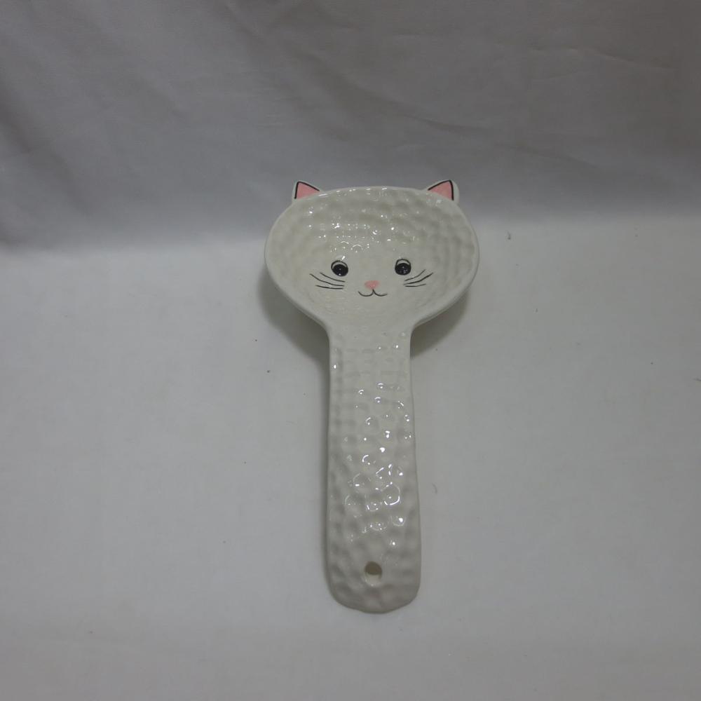 White cat painting spoon home decoration soup spoon rest