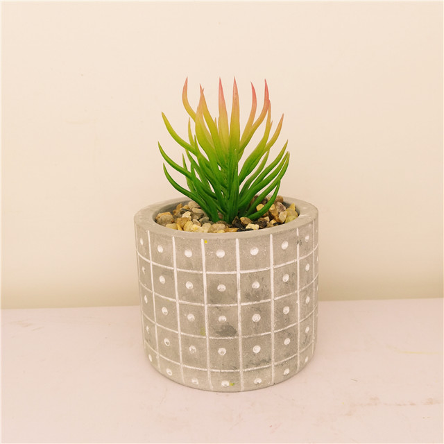 Engraved  Cement Succulent /Cactus  Plant pot Flower pot wholesale