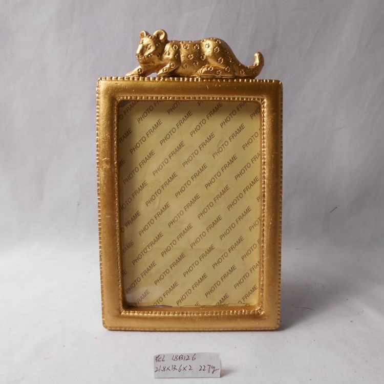 New model vintage resin gold home decor picture photo frame with leopard decoration