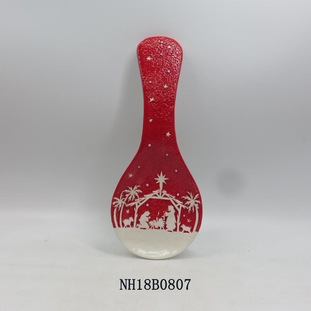 Ceramic Spoon rest, Spatula Holder, Nativity scene Design