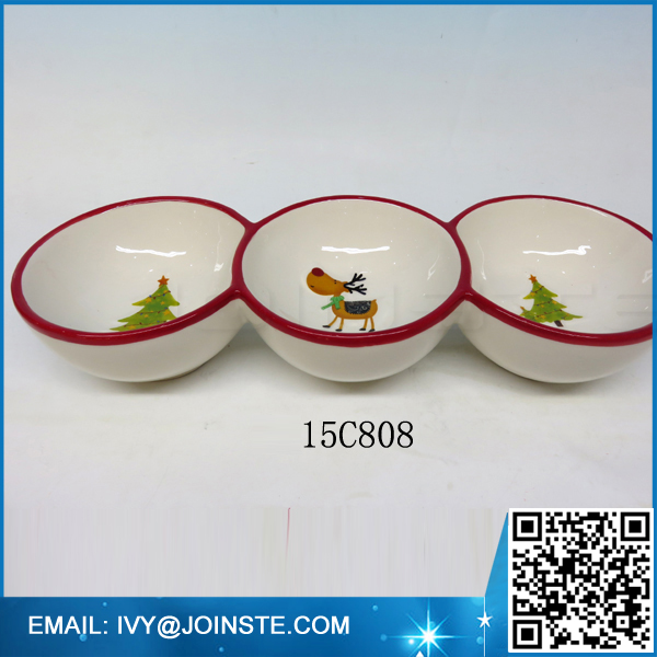 Christmas sauce bowl compartment sauce bowl ceramic