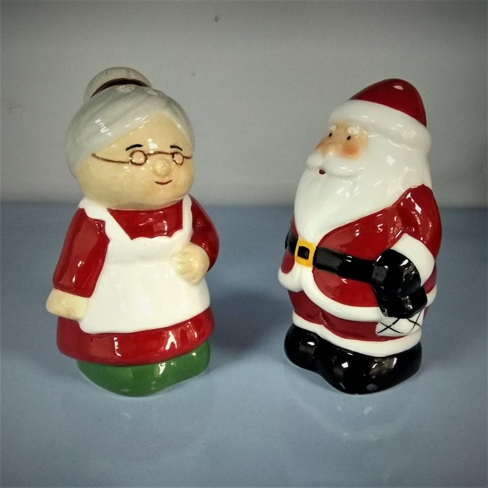 Mr and Mrs Santa, Christmas Ceramic Santa Castors, custom salt and pepper shakers
