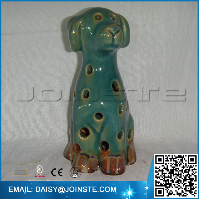 Home decorative green ceramic dog