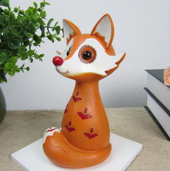 Cartoon character figurines,fox statues for home, desk animal decoration