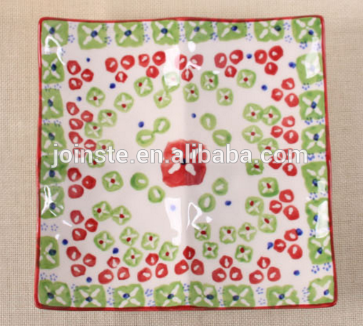 Custom retro flower painting ceramic plate for candy, snack plate,tableware