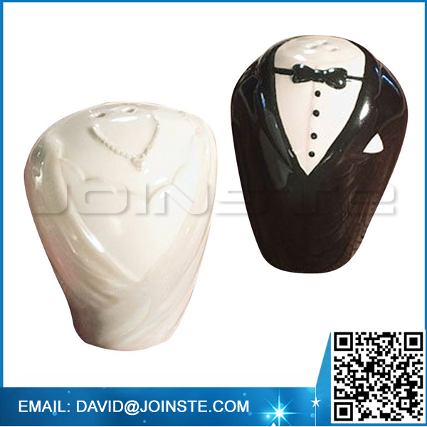 Wedding Gown and Tuxedo Ceramic Salt and Pepper Set Wedding Favors