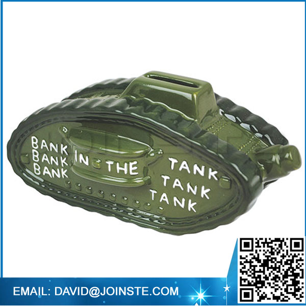 Ceramic tank shape coin bank