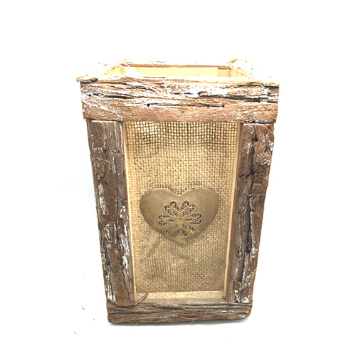 Natural primitive  christmas wooden bark lantern ,votive lantern