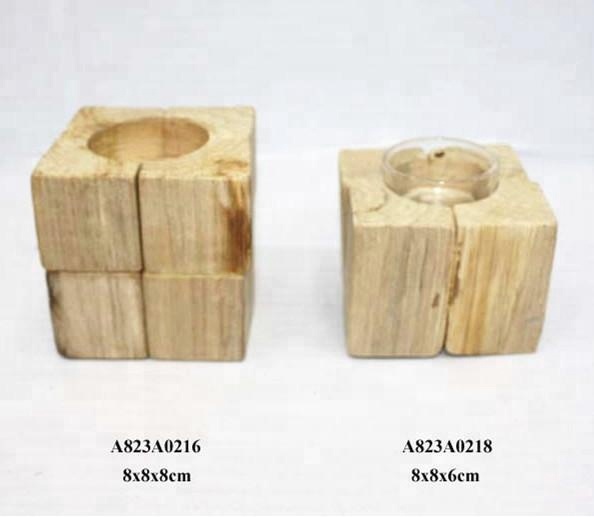 Wooden bricks combination square tealight holders