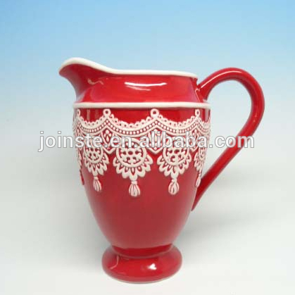 Custom cheap red color retro ceramic tea pot coffee pot