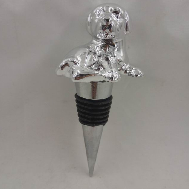 Silver Dog Shape Wine bottle stopper, Ceramic, vacuum wine stopper