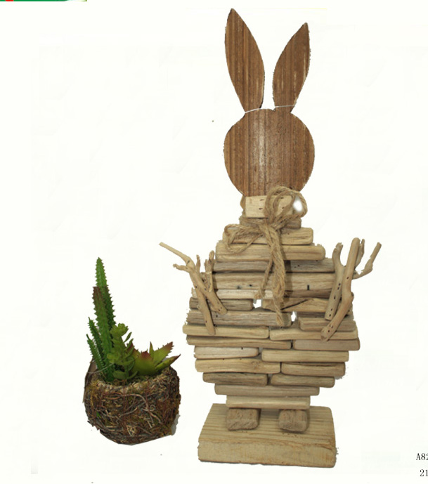 Wooden standing bunny decorations driftwood bunny