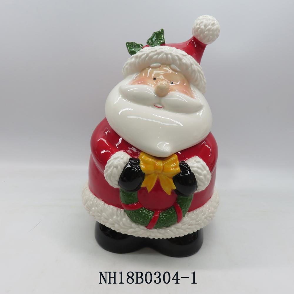 Christmas Dolomite Santa Cookie Jar, Ceramic Storage Jar, Ceramic Candy Jar