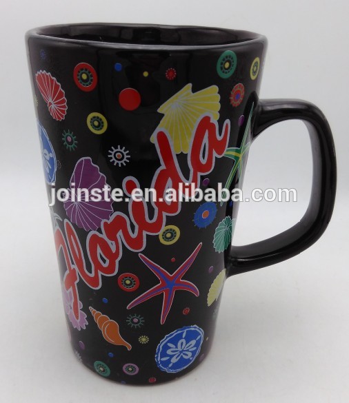 Silk screen printing black ceramic coffee mug