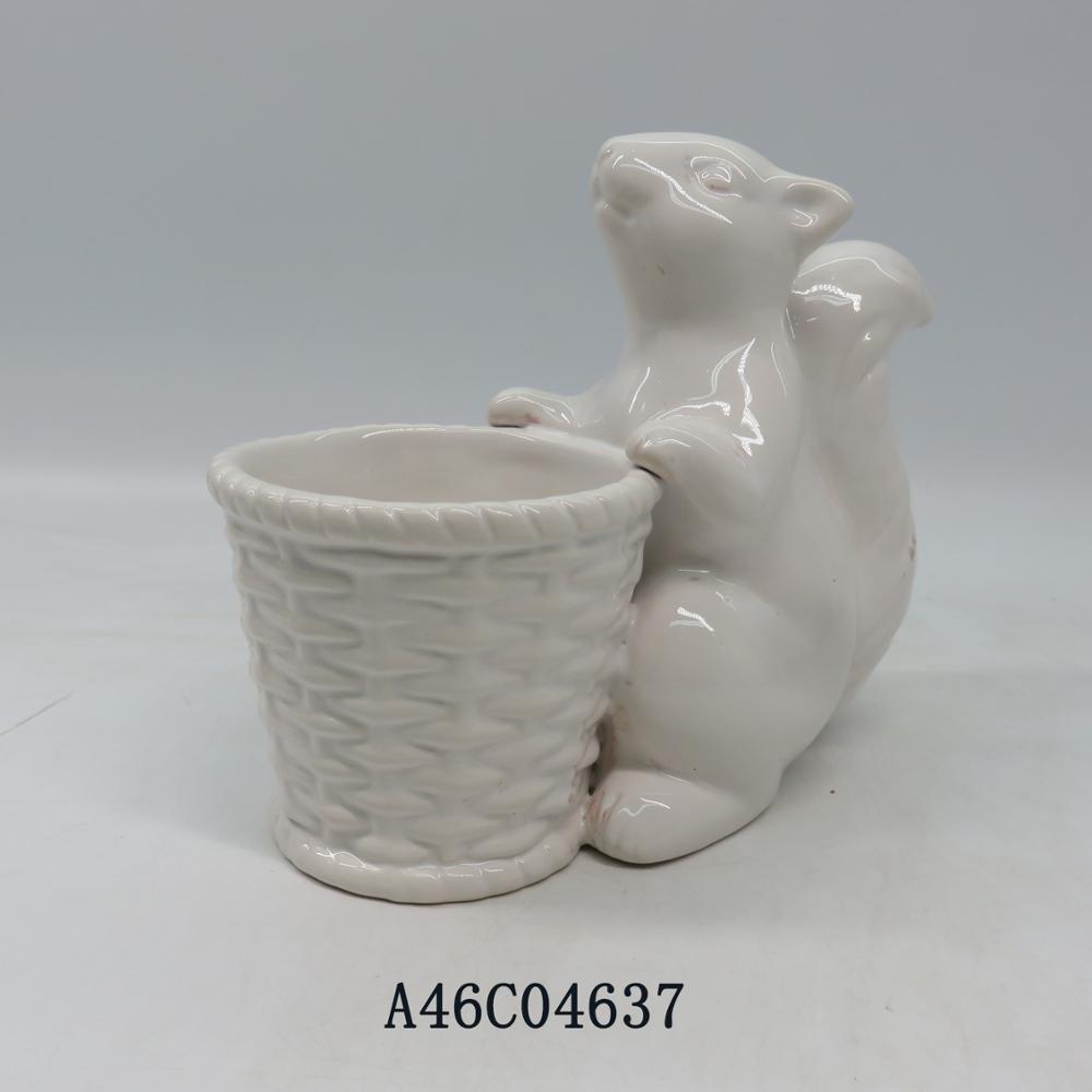 Squirrel Planter ~ vintage ~ plant holder, pot holder ~ pottery, ceramic