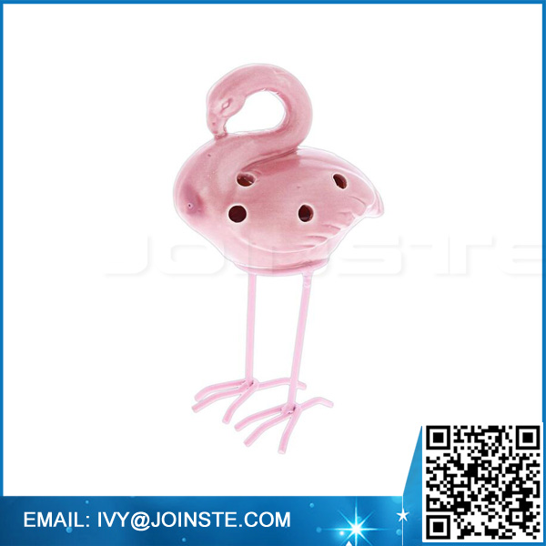 7.5 inch Tall LED Lighted Ceramic Flamingo Figurine , chinese ceramic hand painted figurine
