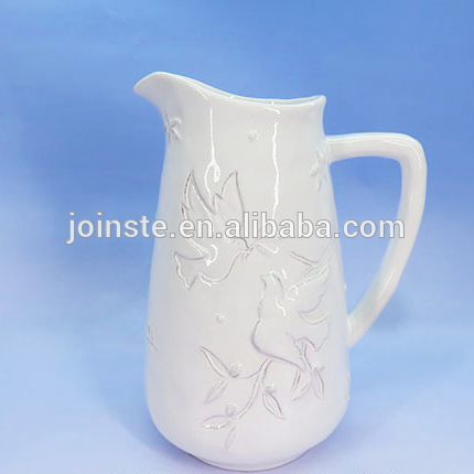 Custom plain white pigeon paintingceramic tea pot milk jar with handle