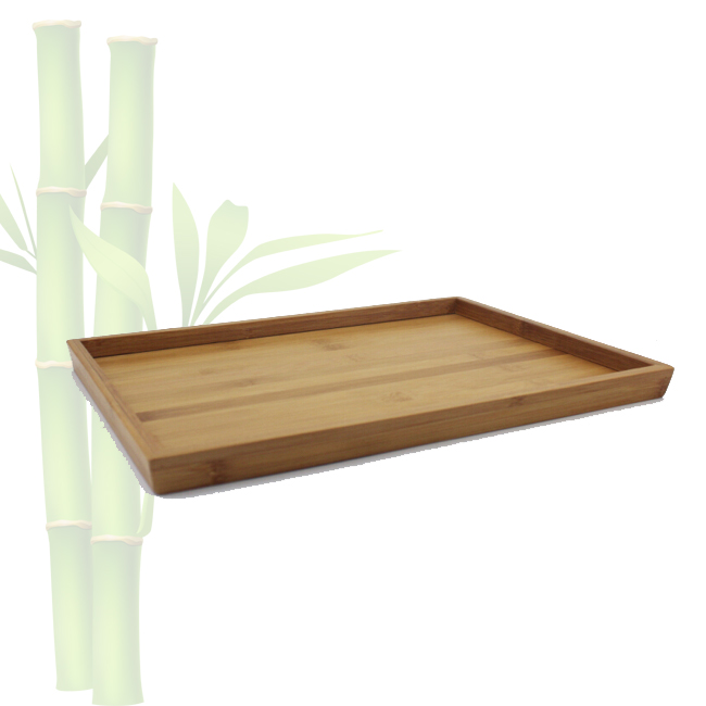 Bamboo Serving Tray – Breakfast Butler Tray With Handles: 17"L x 10"W x 3"H