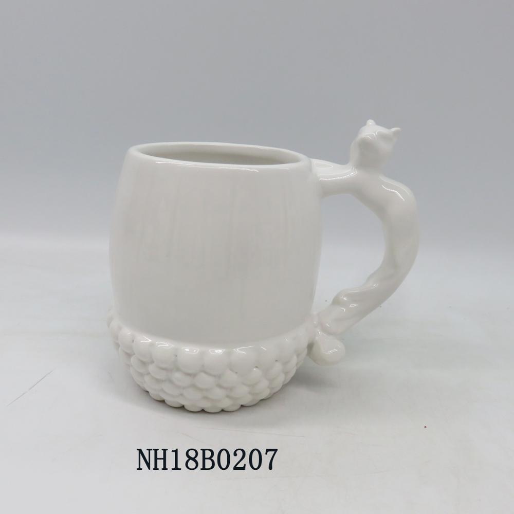 Mug w/ Squirrel Handle 3D Design Collectible Souvenir White