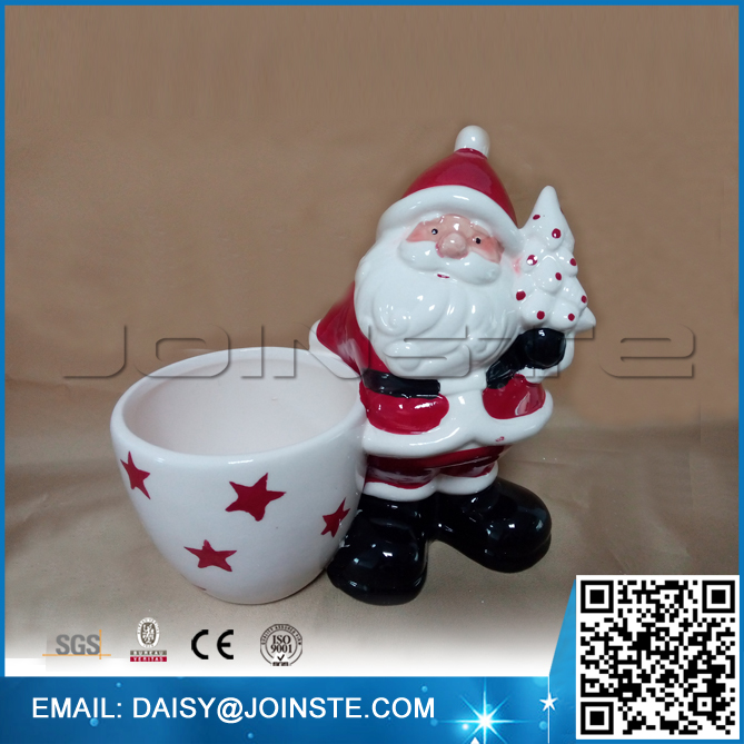 Santa shaped ceramic soup bowl with handle