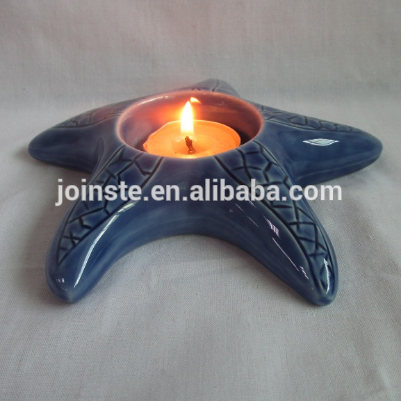 Custom blue star fish shape candle stand candle holder home decoration