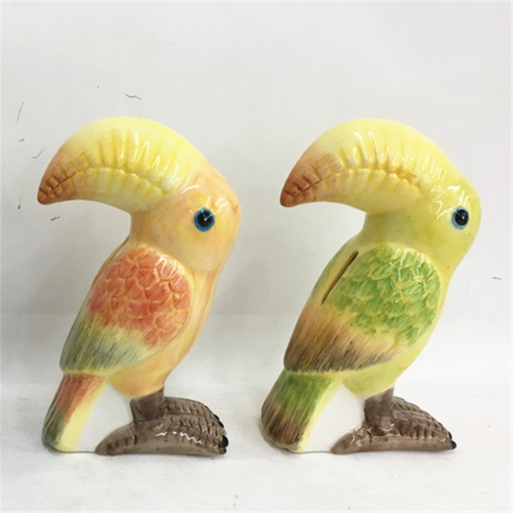 Toucan shape ceramic   money  bank, hand painted  animal piggy bank coin bank custom