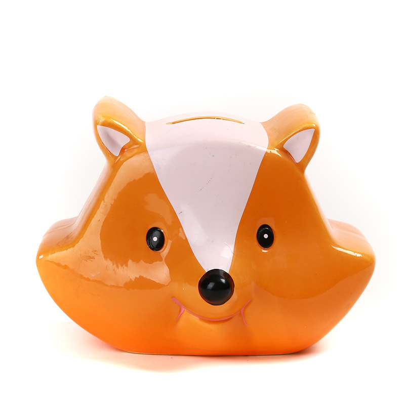 FOX HEAD Ceramic Piggy Bank, Coin bank, Money box