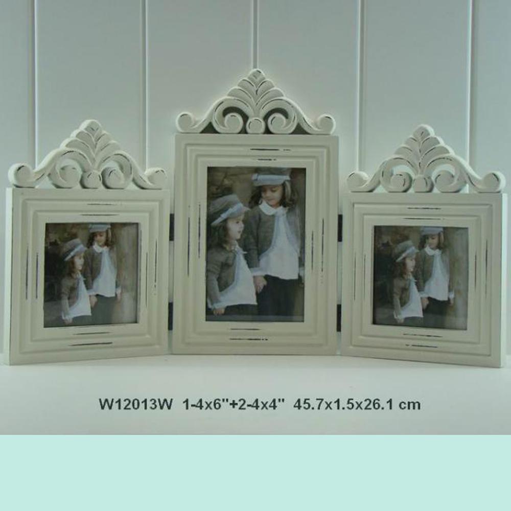 Three pictures wood photo frame white wooden picture frame