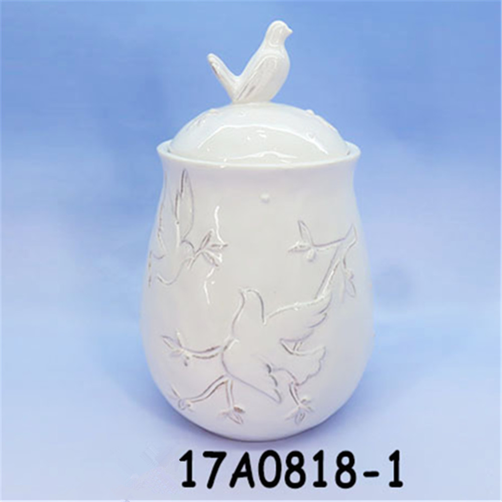 Ceramic bird Canisters ~ Kitchen Jar Set with Bird Figure ~ Food Storage Containers
