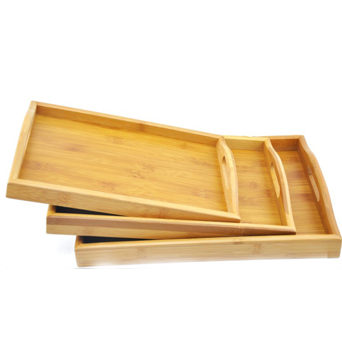Bamboo serving tray set, 3pcs in 1 set
