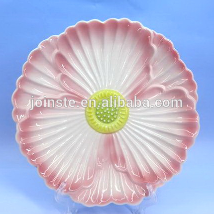 Custom pink 3D tulip painting ceramic candy plate cookie plate tableware home decoration