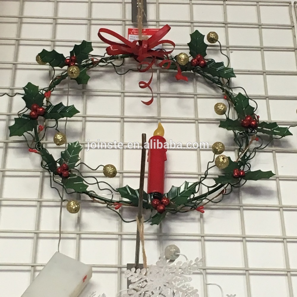 Custom decorative Christmas ornament wrought iron flower wreath hanging garland