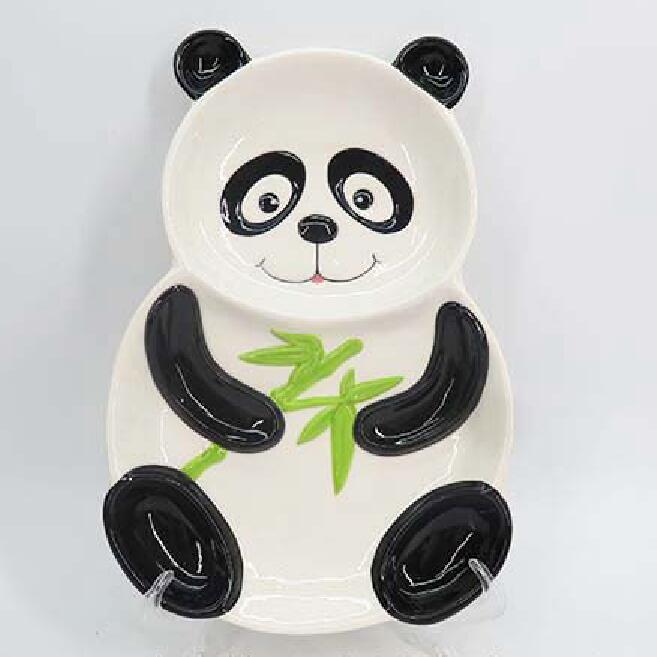 Handpainted Ceramic panda shape plate,Panda Dishes,irregular shaped dish and plate
