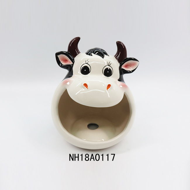 Udderly Cow Scrubby Holder & Non-scratch Dish Scrubber, Hand Painted Ceramic