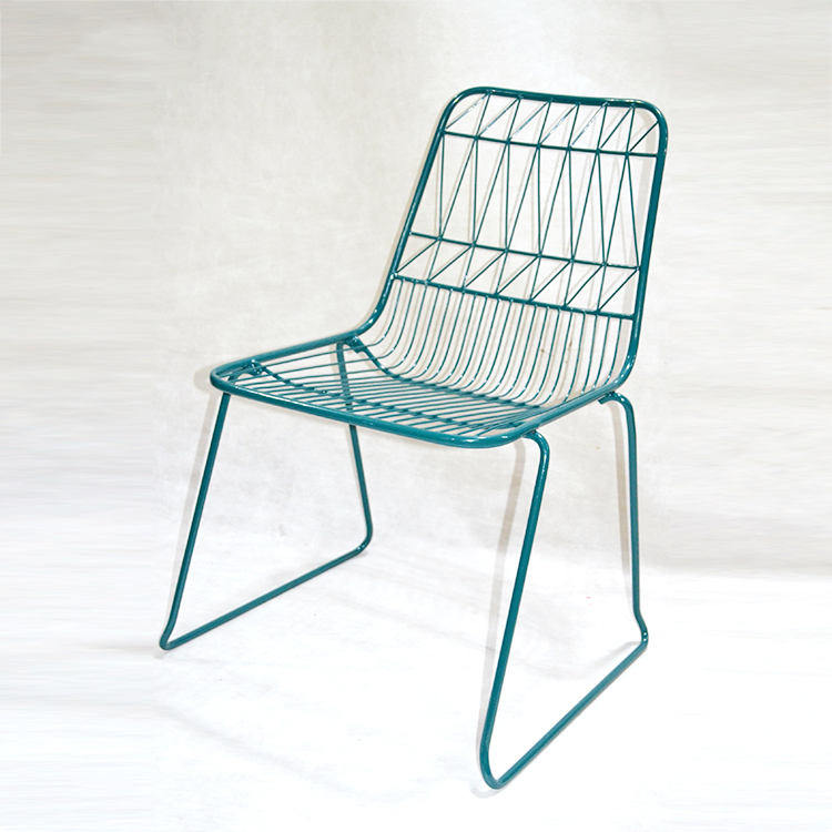 Hot sale Amazon Handmade powder coating anti-rust Frame dining restaurant coffee Metal Wire Chair