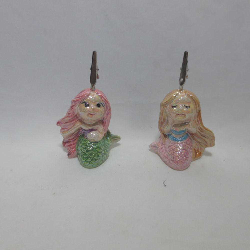 Custom Made Ceramic Mermaid Shape Card Holder, Card Clamp, Card clip