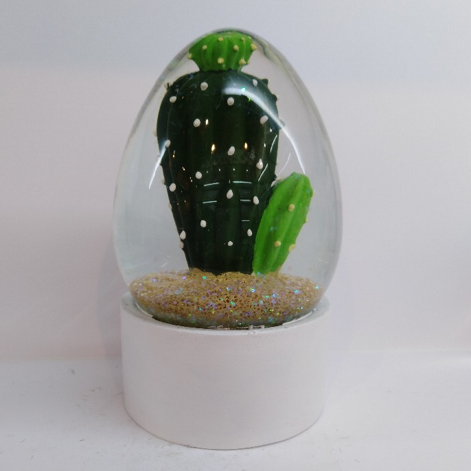 egg shape cactus snow globes decoration water snow globe snow balls