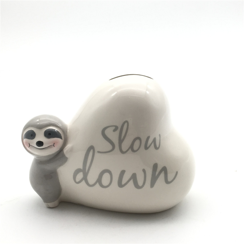 Ceramic desk decor coin bank  sloth  shape money coin bank  piggy bank promotional