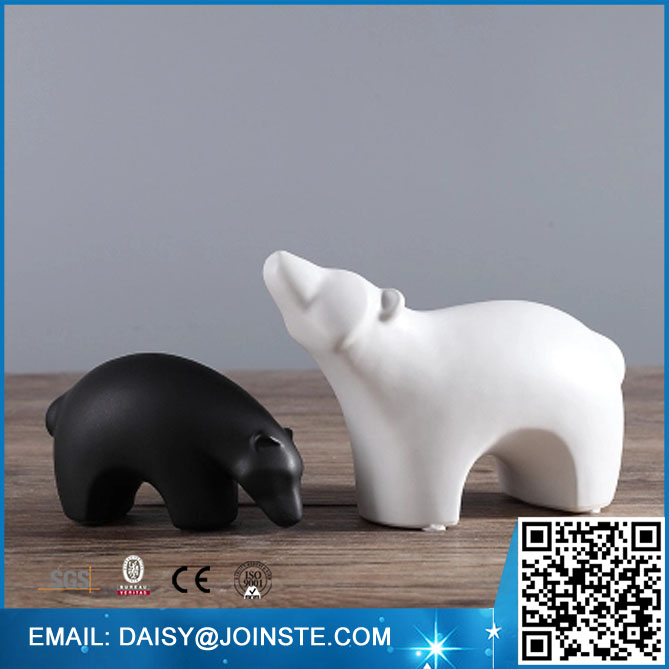 White & Black Set of 2 small animal,Home Decor Decorative ceramic polar,Originality Animal Ornament Polar Bear Figurine