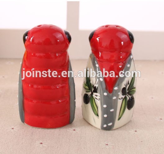 Red worm ceramic salt and pepper shaker set