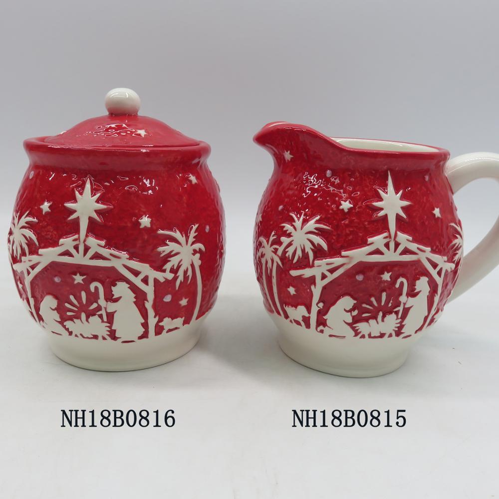 Christmas Nativity Scene Creamer and Sugar Bowl