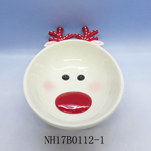 Christmas Ceramic Deck The Halls Dip Bowl Cup, Reindeer