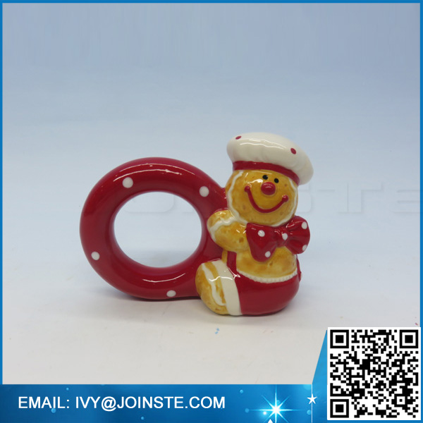 Cuteness ceramic table ware napkin ring holder porcelain Gingerbread man napkin ring holder