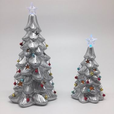 Wholesale customized silver Christmas Tree Christmas gift with LED light