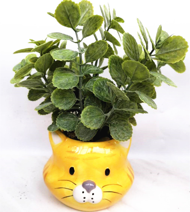 Artificial herbs plant  assorted in  cartoon animal flower pot
