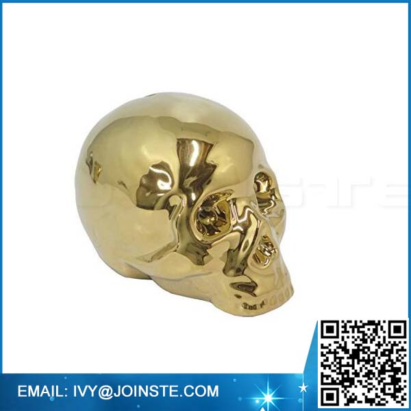 ceramic skull saving box metallic gold skull money bank piggy bank