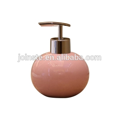 Customized pink round ceramic lotion bottle liquid container bathroom accessories weeding gifts