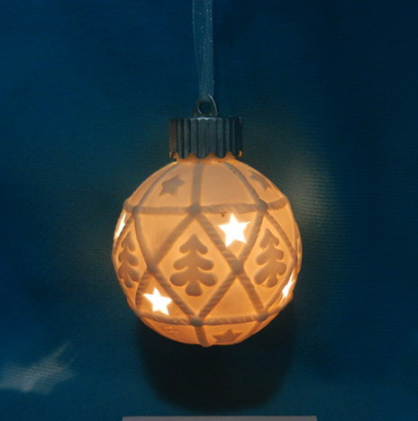 Ceramic hanging christmas ball ornament with light