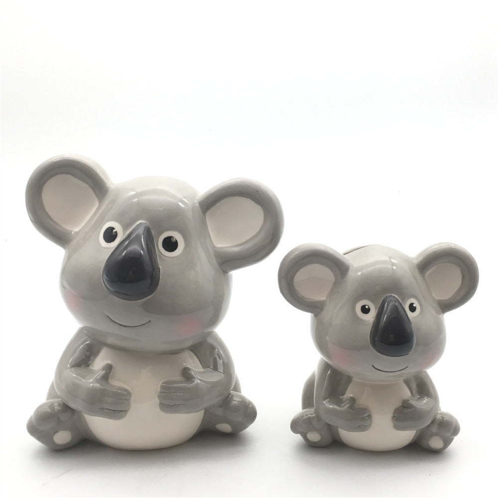 Grey cute   koala  money  piggy bank custom ceramic animal design piggy bank  money bank