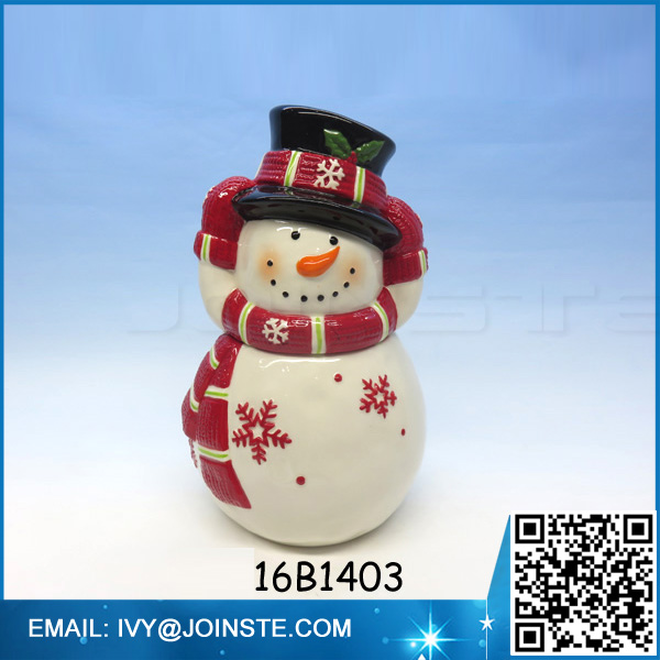 dolomite ceramic jar cookie &candy jar cute snowman shaped cookie jar for Christmas